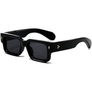 Thick Frame Square Sunglasses for Women Men Chunky Rectangle Sun Glasses Black